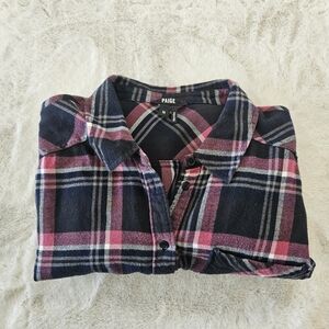 Paige Plaid Button-Up Shirt Gingham Lumberjack Pink Purple Shirt With Pocket
